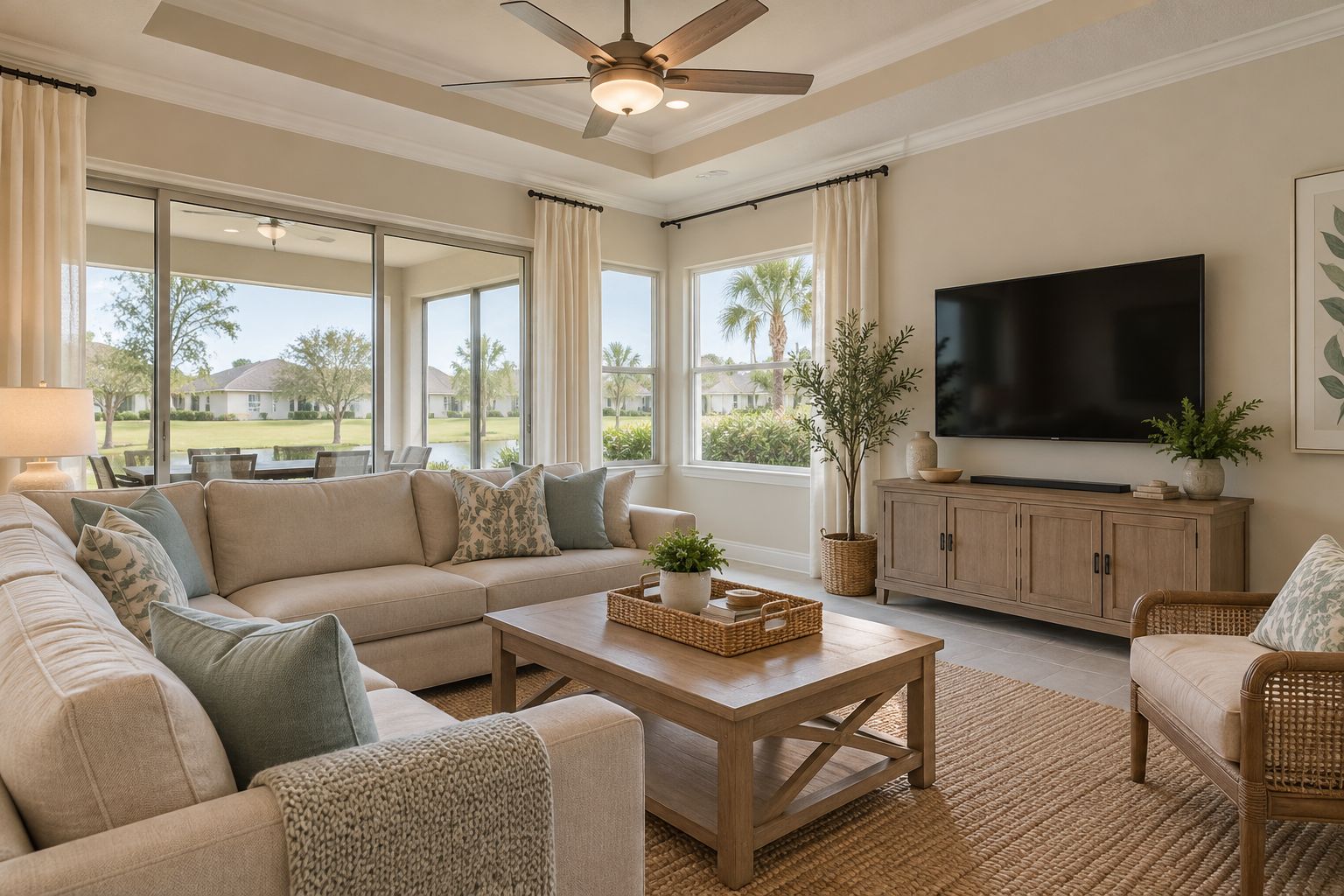 A cozy Tampa area living room, illustrative